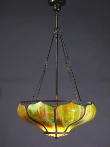 Circa 1915, Large Arts and Crafts Art Glass Inverted Dome