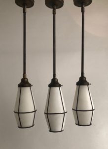 Tapered Leaded Glass Arts & Crafts Pendants, Circa 1920